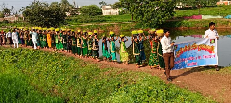 बड़े धूमधाम से किया गया क्षेत्र मे भोजली विसर्जन