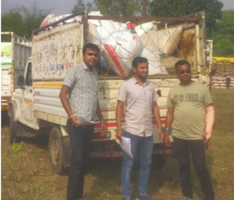 किसानों का धान बेचने के प्रयास में पकड़ाया व्यापारी*    *225 कट्टा अवैध धान जब्त