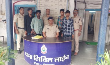 युवक पर चाकू से जानलेवा हमला करने वाले चार आरोपियो को पुलीस ने किया गिरफ्तार, शहर छोड़कर भागने के फिराक में थे आरोपी,सभी के हिस्ट्रीसिट की जा रही तैयार