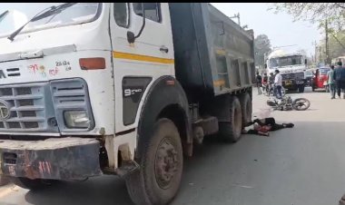 बड़ी खबर : तेज रफ्तार हाईवा कुचल कर युवक की दर्दनाक मौत, अशोक नगर चौक की घटना