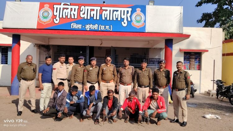 ग्राम बांधा मे जमीन विवाद को लेकर हुये हत्या के एक नाबालिग सहित 7 आरोपियों को मुंगेली पुलिस द्वारा 72 घण्टो के भीतर किया गया गिरफ्तार