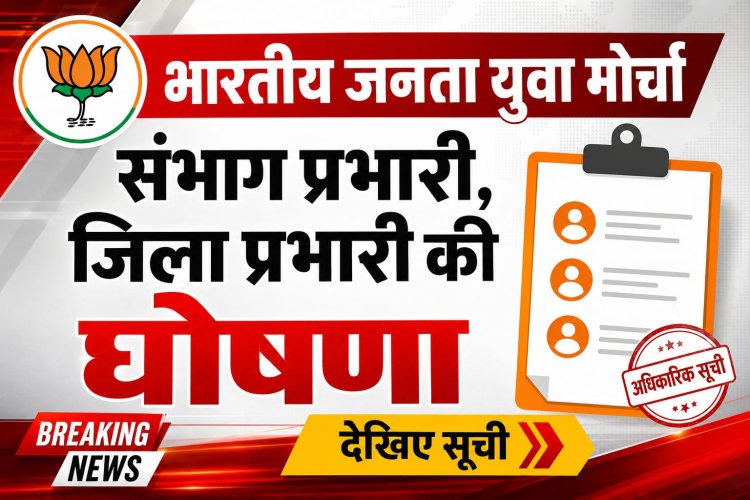भारतीय जनता युवा मोर्चा में संभाग प्रभारी जिला प्रभारी की नियुक्ति, देखिए सूची